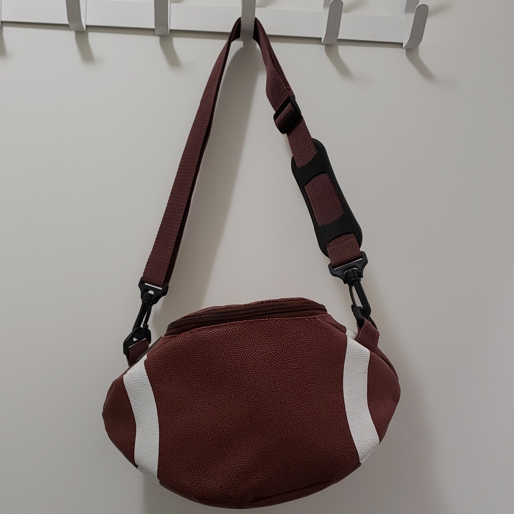 Brown Football Shaped Sling Bag Multi Use Insulated